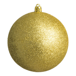 Weihnachtskugel mit festem Glitter, aus Kunststoff     Groesse: Ø 25cm    Farbe: gold