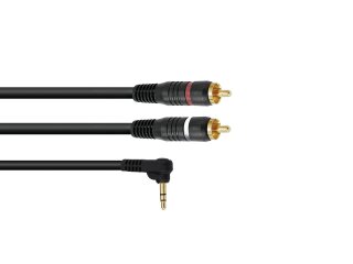 OMNITRONIC Adapter Cable 3.5 Jack 90°/2xRCA 1.5m bk