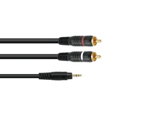 OMNITRONIC Adapter Cable 3.5 Jack/2xRCA 3m bk