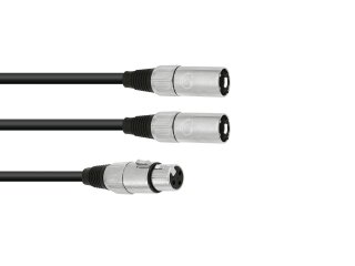 OMNITRONIC Adapter Cable XLR(F)/2xXLR(M) 1m bk