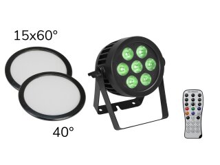 EUROLITE Set LED IP PAR 7x9W SCL Spot + 2x Diffuser Cover (15x60° and 40°)