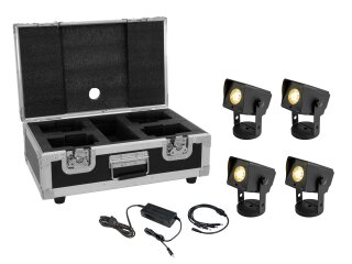 EUROLITE Set 4x AKKU Dot 1 RGB/WW QuickDMX bk + Charger + Case