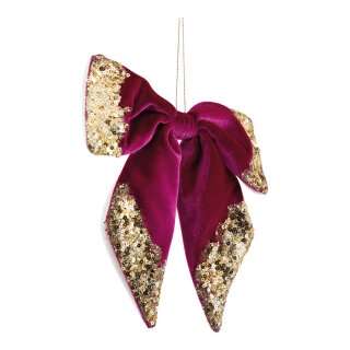 Baumschmuck »Schleife« aus Kunststoff/Samt, mit Hänger     Groesse: 20cm    Farbe: fuchsia/gold