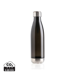 Auslaufsichere Trinkflasche mit Stainless-Steel-Deckel Farbe: schwarz