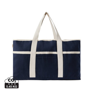 VINGA Volonne AWARE™ Strandtasche aus recyceltem Canvas Farbe: navy blau, off white