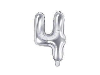 Folienballon Ziffer 4, 35cm, silber