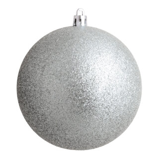 Weihnachtskugel mit festem Glitter, aus Kunststoff     Groesse: Ø 20cm    Farbe: silber