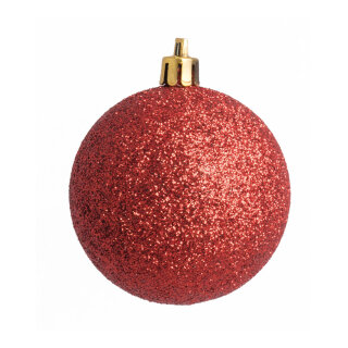 Weihnachtskugel mit festem Glitter, aus Kunststoff     Groesse: Ø 20cm    Farbe: rot